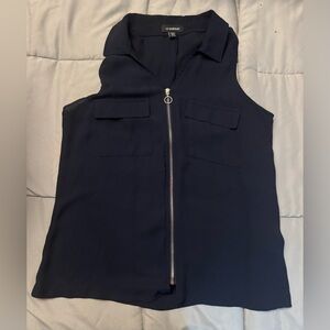 Le Chateau Dark Blue Sleeveless Blouse